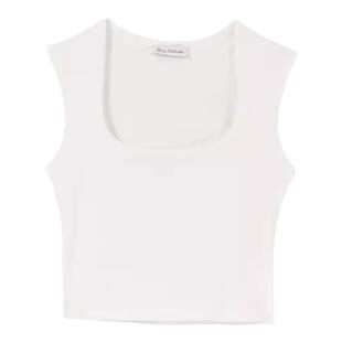 BLUEWEDIAN法式小方领露脐背心夏纯棉百搭纯色吊带上衣女