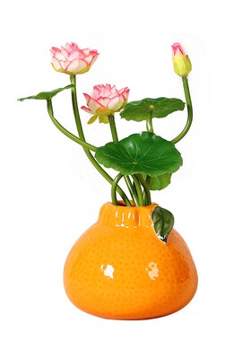 仿真橘子小花瓶水培植物桌面摆件