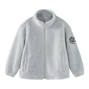 小骆驼儿童珊瑚绒外套男童加绒衣2024新款女大童秋冬保暖卫衣外套