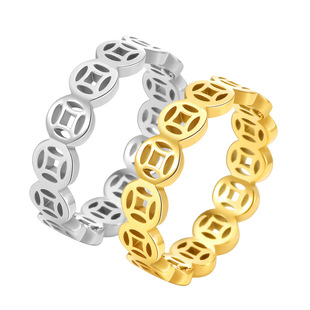 国潮民族风镂空铜钱戒指潮男女天圆地方中国风古钱币指环小众饰品