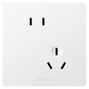 公牛开关插座斜五孔86型家用墙壁开关插座10A面板暗装g12暮雪白