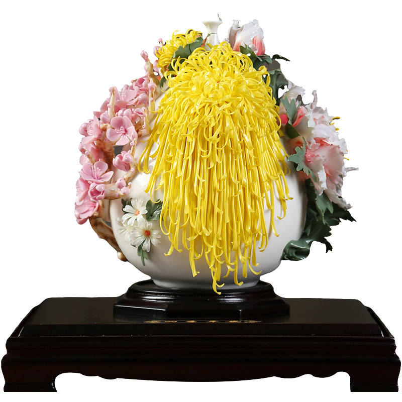 四季平安陶瓷花摆件乔迁新居礼品
