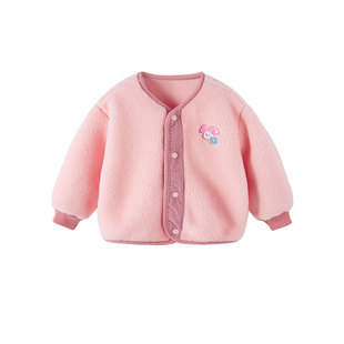 女童外套冬季摇粒绒宝宝上衣加绒小女孩童装加厚保暖儿童衣服冬装