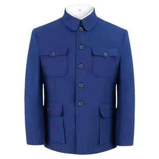 中山装男秋冬款老人爷爷装干部中山服单件上衣双层加厚爸爸装外套