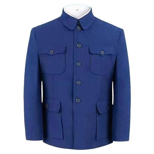 中山装男秋冬款老人爷爷装干部中山服单件上衣双层加厚爸爸装外套