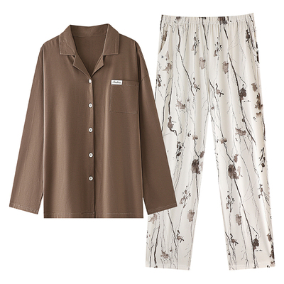 粉兔良品 女款 大码睡衣春秋季100全纯棉长袖2025新款家居服胖mm