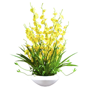 绢花蝴蝶兰假花仿真花兰花蕙兰客厅玄关装饰大花束盆景摆件塑料花