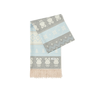 星月豚骨“冬日雪兔”新款提花蓝粉围巾可爱韩系披肩秋冬保暖学生