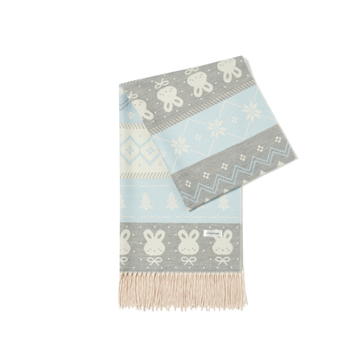 “冬日雪兔”新款提花蓝粉围巾