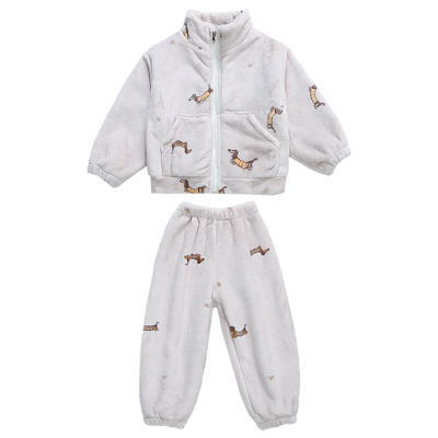 女童珊瑚绒保暖加厚家居服套装