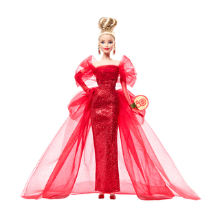 Barbie芭比娃娃美泰80周年纪念款典雅金发米粒脸超模体女生礼物