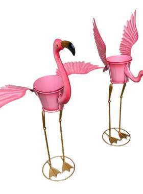 火烈鸟橱窗摄影花桶园艺创意摆件