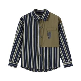 小象汉姆童装男童衬衫外套春春2026新款儿童条纹衬衣春装长袖薄款
