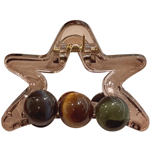 五角星抓夹高级感晕染球球半扎发鲨鱼夹发夹女后脑勺发抓头发夹子