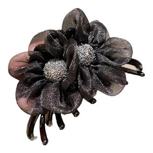 韩版花朵抓夹后脑勺盘头发专用气质发夹百搭盘发神器夹子头饰发饰