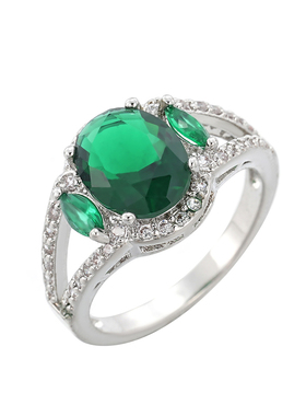 轻奢彩锆石女指环欧美时尚满钻椭圆形装饰戒指派对礼服配饰品日常