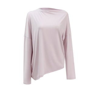 NON RESTRAIN莱赛尔天丝简约长袖T恤女慵懒宽松不规则一字领上衣