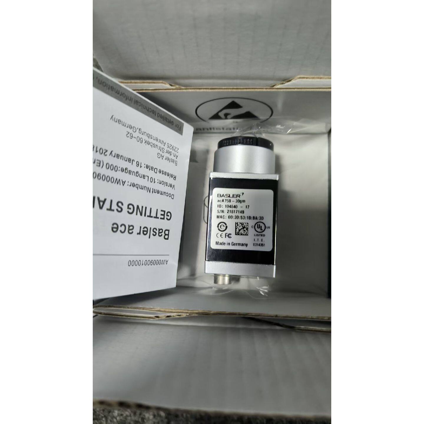 议价巴斯勒工业相机acA750-30gm BASLER 网口相机30帧全局帧曝光