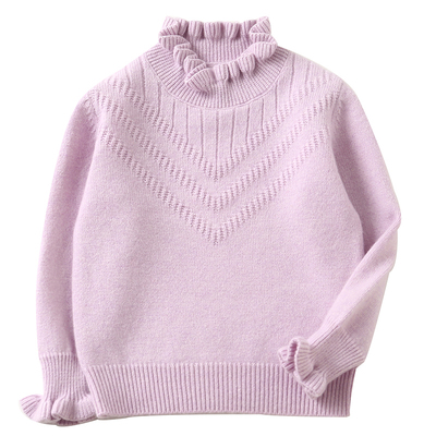 儿童羊绒衫女童毛衣木耳领