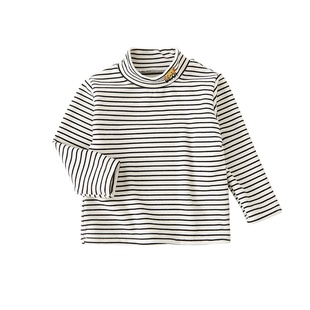 儿童德绒打底衫半高领秋冬条纹t恤男童内搭打底宝宝秋装2025新款