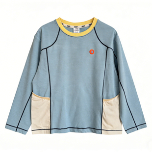 Giern 中大童冲孔图案吸湿速干凉感UPF50+防晒长袖撞色透气运动衫