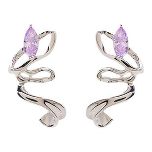 leqiyuan蝴蝶羽翼耳钉女紫色水晶时尚耳环轻奢高级耳饰小众设计感