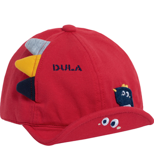 婴儿红色新年鸭舌帽春秋季嘟嘟啦可爱男宝宝女新生儿满月遮阳帽子