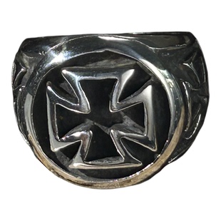 巴哈姆特饰品黑十字架戒指男款钛钢个性指环小众时尚复古欧美配饰