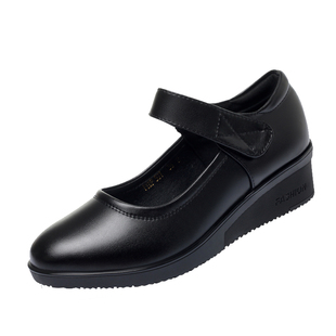 意尔康2026春季新款女鞋正品真皮女单鞋休闲时尚妈妈鞋中跟牛皮鞋