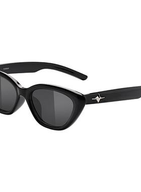 卡仕曼小框复古猫眼偏光墨镜