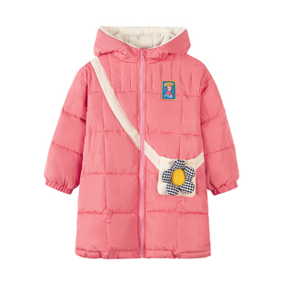 viciusss女童棉服2025新款冬季洋气可爱连帽仿羊羔毛拼接棉衣外套