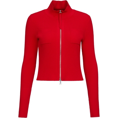 宝姿PORTSPURE女装2026早春新品经典半高领拉链针织开衫