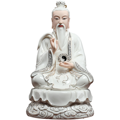 戴玉堂老君八卦祖师道家三清白瓷