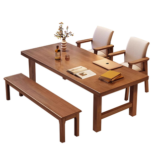实木大板桌家用客厅长书桌简易办公桌工作台多人阅读学习桌写字台