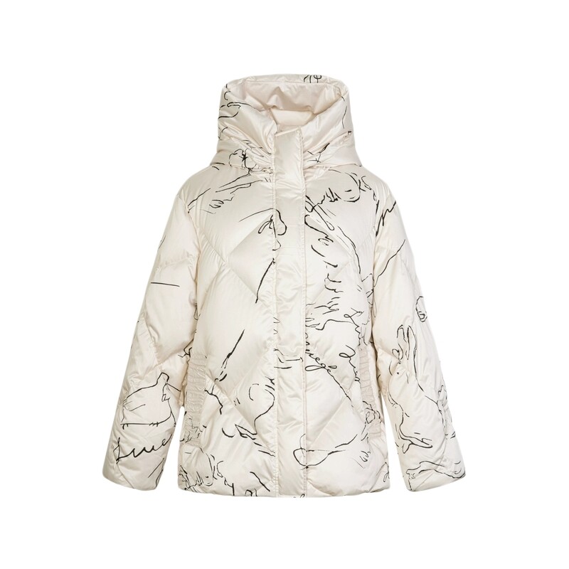 XG/雪歌XJ406072B251白色鸭绒羽绒服时尚冬季新款连帽保暖外套女