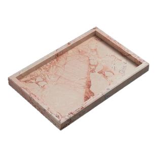 浪漫粉色天然大理石托盘玄关样板间摆件香薰蜡烛首饰置物艺术托盘