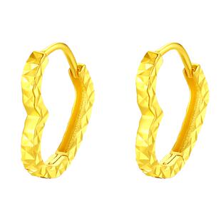 佐卡伊浪漫爱心18K金耳饰几何心形素金au750耳环新款时尚珠宝