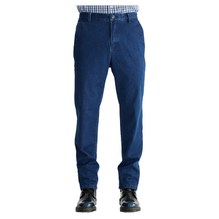 [持久干爽]波顿2025秋冬新款直筒弹力男士牛仔长裤子高端中蓝色