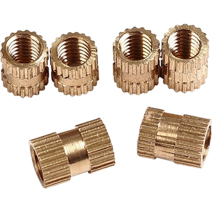 X铜嵌件螺母滚花铜螺帽锁紧螺丝帽双通螺母预埋件通孔M2M2.5M3M4