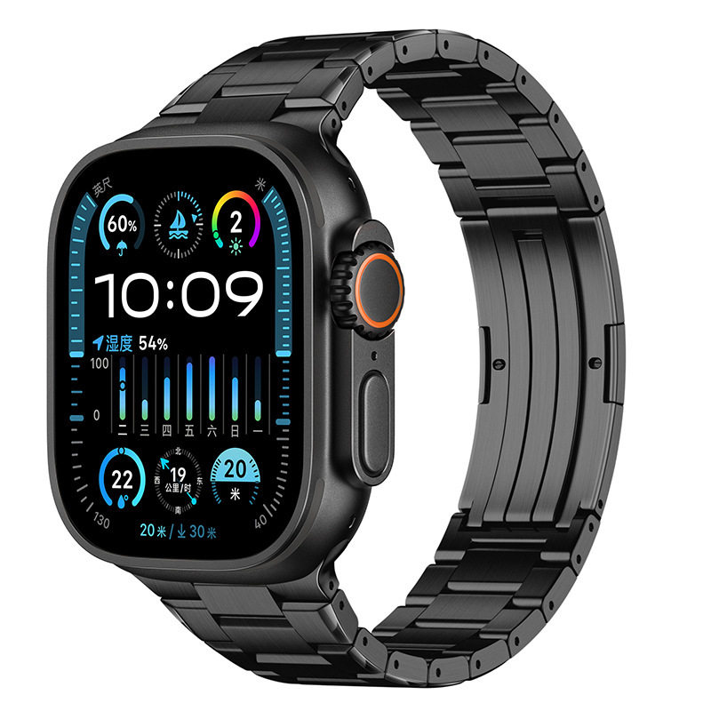 适用苹果Ultra4/3手表带appleiwatch12非凡大师亮边s11钛金属表带