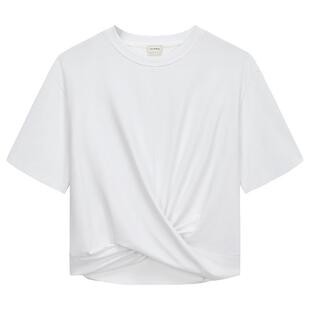 OCHIRLY欧时力  扭褶短袖t恤上衣设计感宽松休闲高级夏季