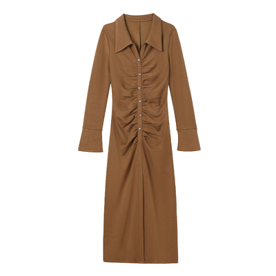 气质褶皱修身显瘦连衣裙