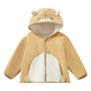 ELLE baby宝宝外套2025新款秋冬男童女童双面绒加厚保暖连帽上衣