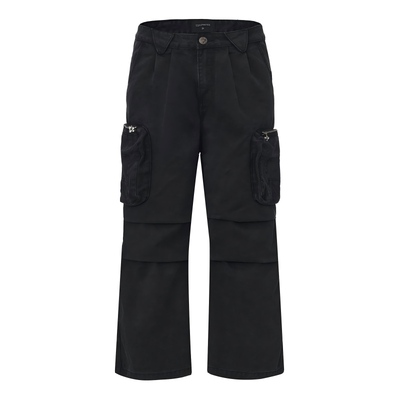 COPYPASTER  猫耳水洗做旧 复古立体口袋Cargo黑色工装裤休闲长裤