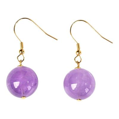 S925银镶嵌薰衣草紫水晶单珠耳钩