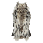 怪诞女孩 美式复古仿皮草豹纹毛毛挂脖背心女 露背性感修身短上衣