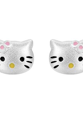 999纯银针可爱猫咪耳钉