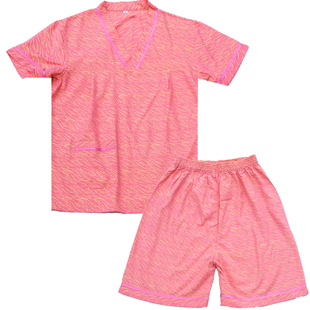 高棉条纹女款汗蒸服情侣套装韩版宽松大码桑拿服洗浴中心浴衣