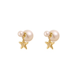 法式星星珍珠款耳环温柔复古s925银针气质高级感耳钉夸张小众耳饰