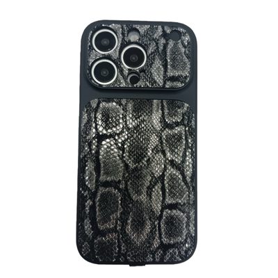 个性轻奢蛇皮手机壳皮质带挂绳